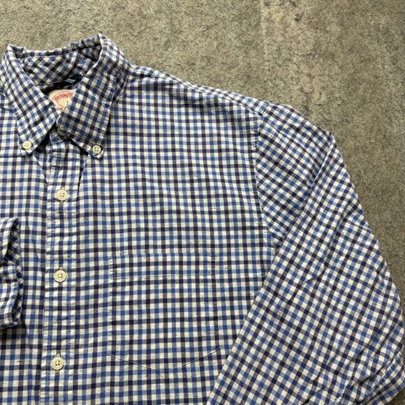 Brooks Brothers Oxford Button-Down Shirt Men L Blue Check Gingham OCBD 44" - Picture 3 of 13